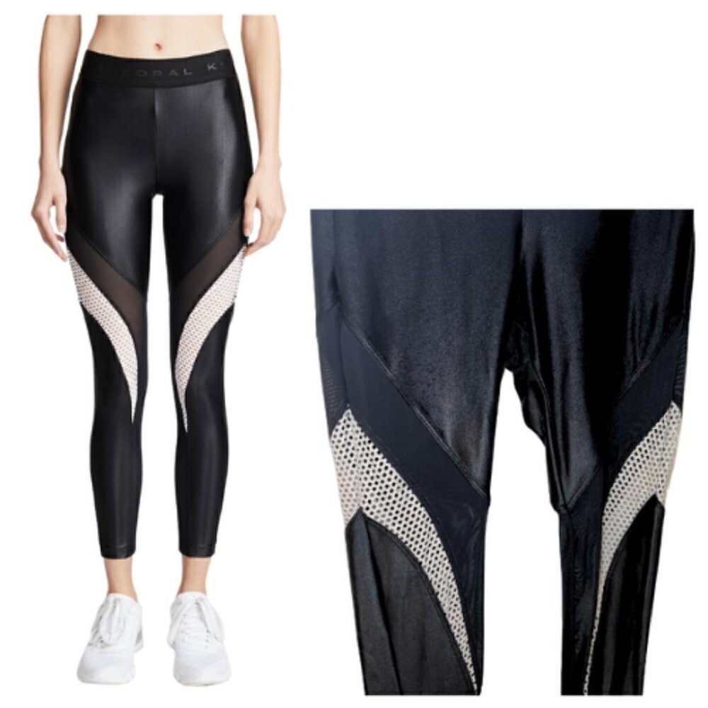 KORAL Black & White High Rise Mesh Panel Legging Size S
